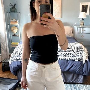 Topshop black stretchy cotton tube top